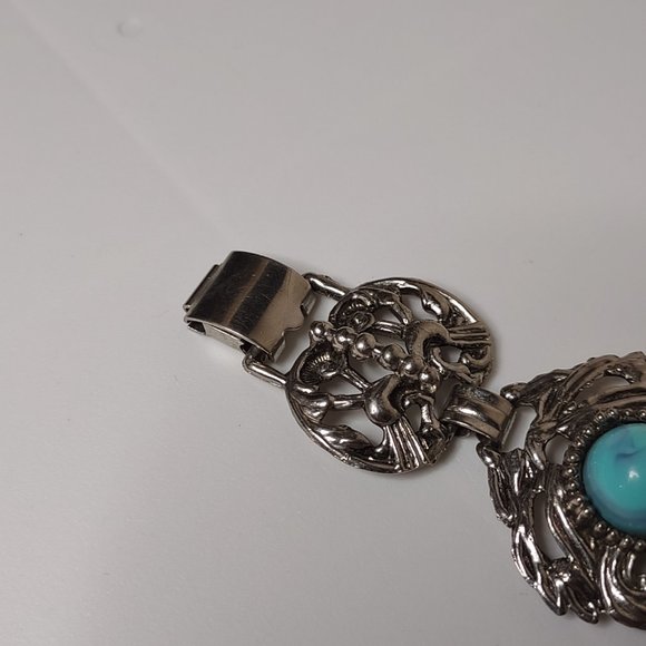 Blue Plastic And Silver Tone Metal Large Bracelet - Picture 7 of 15